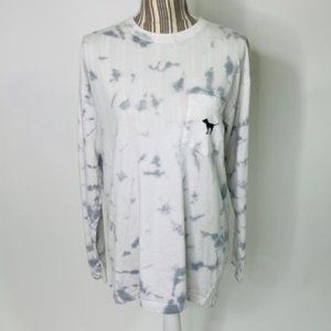 VS PINK White Long Sleeved Tie Die Shirt